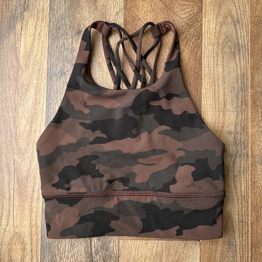 Lululemon‎ Free To Be Serene Sports Bra Women's Size 4 Brown Camouflage 6051